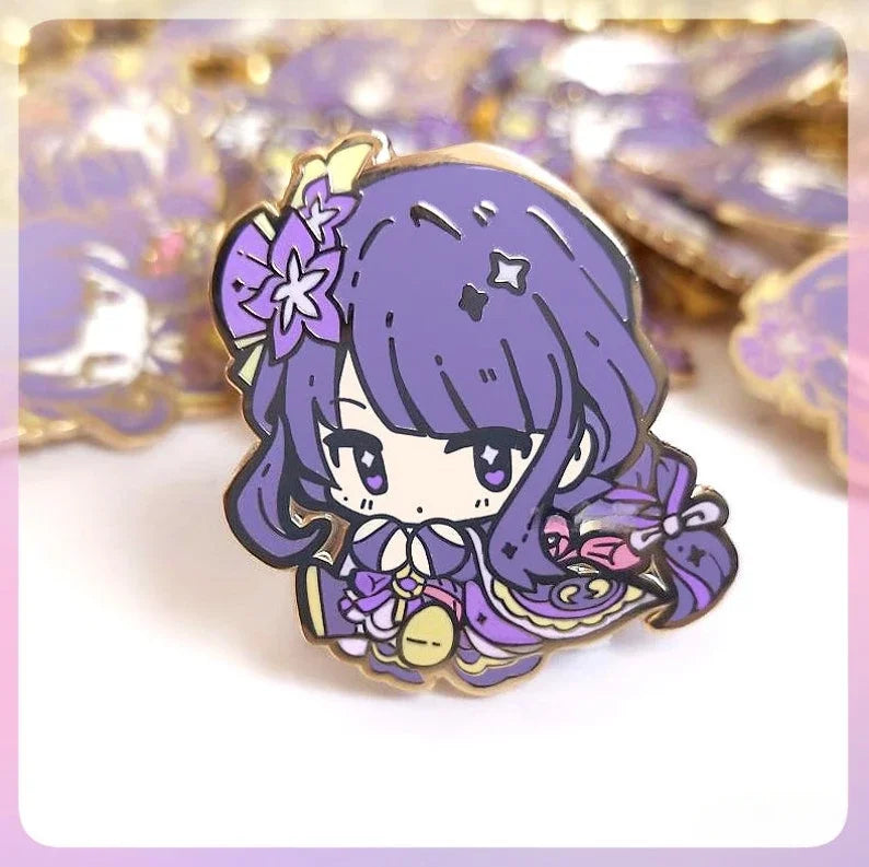 Genshin Impact Brooches Set - Eula Ganyu Kokomi Raiden Shogun Character Pins