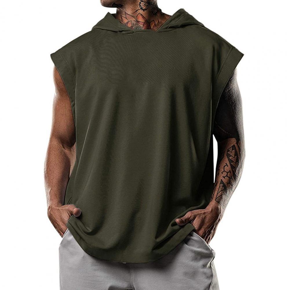 Men Shirt Pure Color Loose Men Hooded