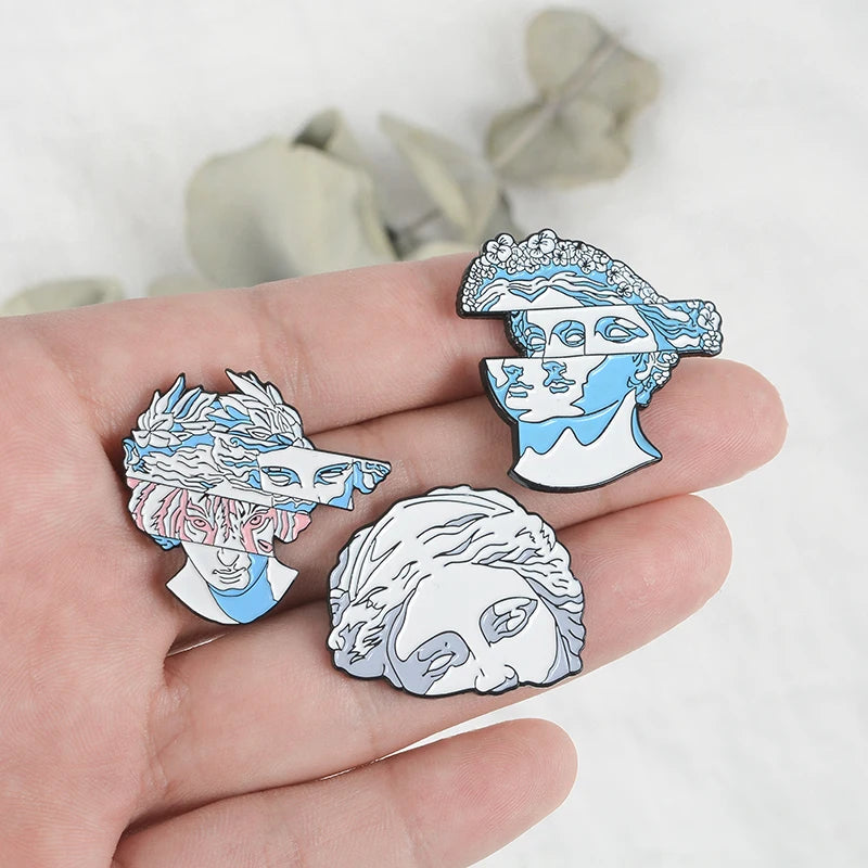 Split Head Sculpture Pins