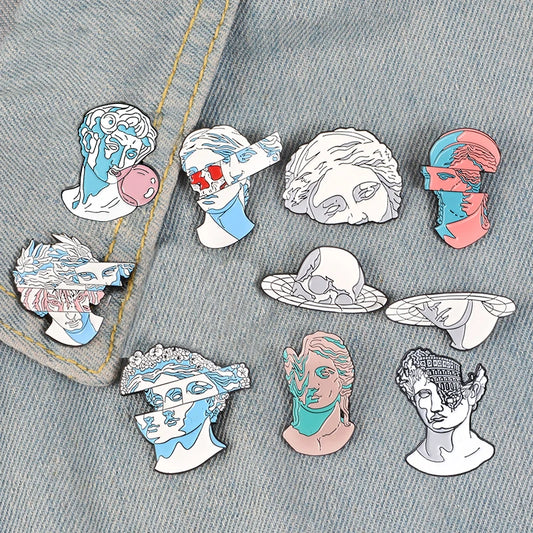 Split Head Sculpture Pins