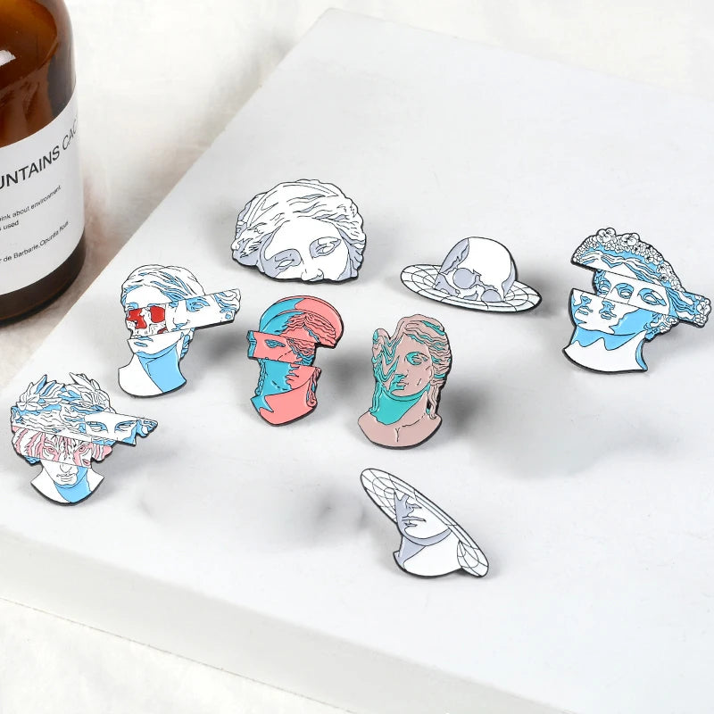 Split Head Sculpture Pins